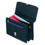 Falcon Synthetic Leather Flapover Briefcase Black